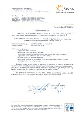 Budowa siłowni i boiska JSW S.A.