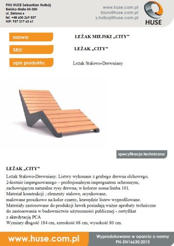 Leżak Miejski City karta katalogowa 1
